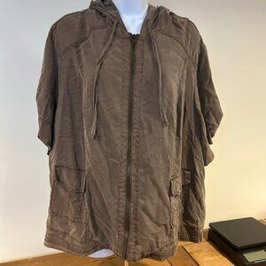 TORRID 3X Tencel Trendy Brown Short Sleeve Utility Zip Hoody Womens Jacket